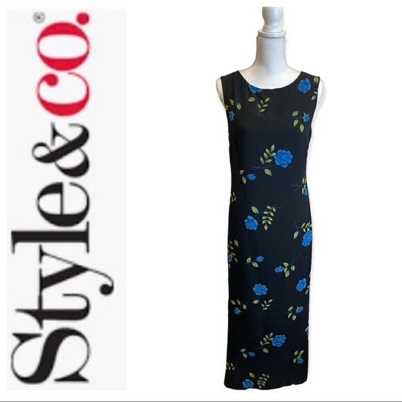 Style & Co Black Floral Maxi Dress Size 12 NWT - Picture 2 of 8